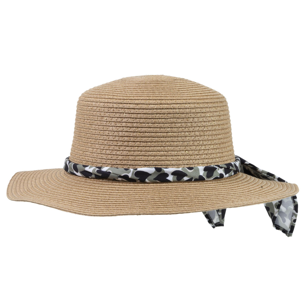 Chapeau Femme Canotier Foulard kaki cœur - Isotoner