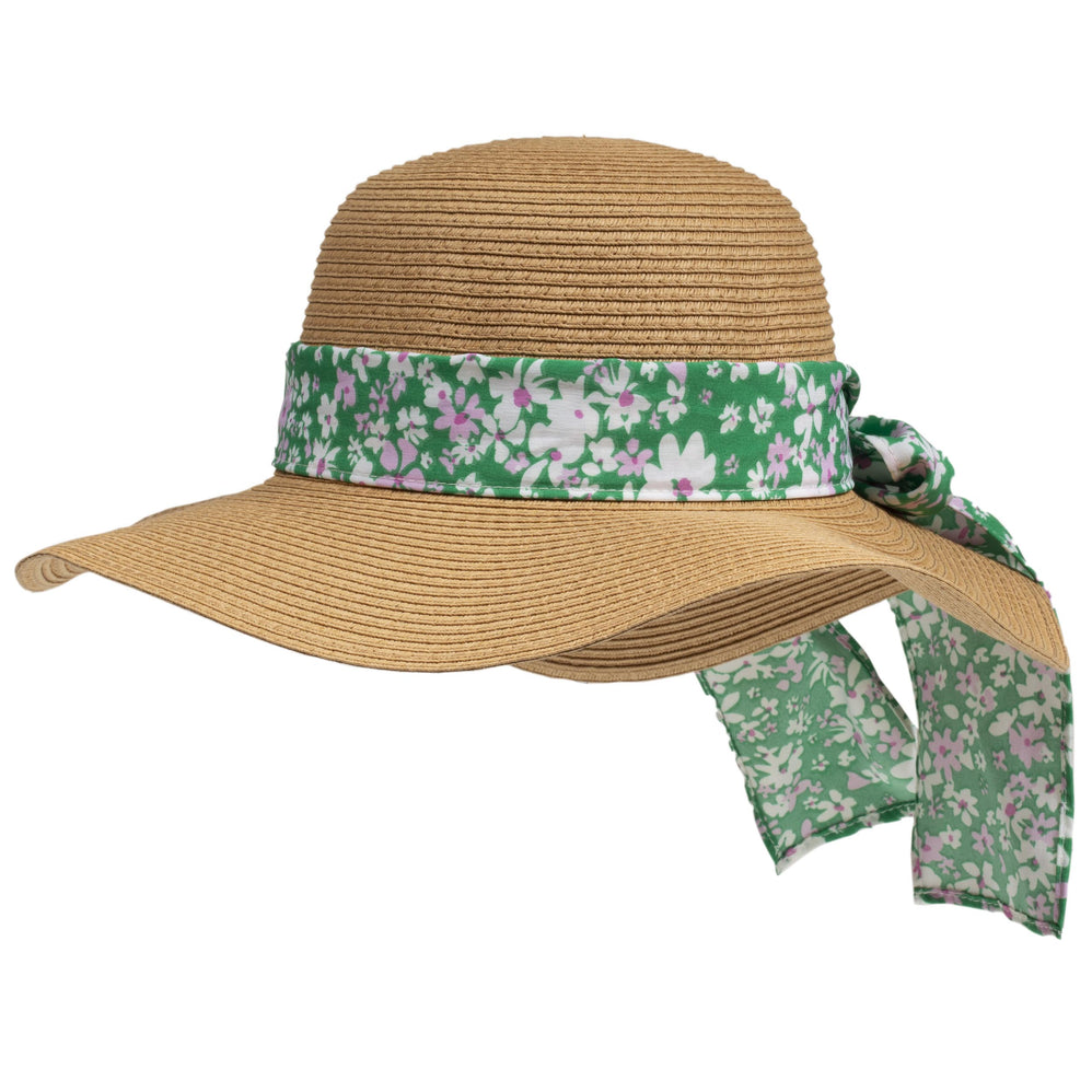 Chapeau Femme capeline Foulard fleurs vertes - Isotoner