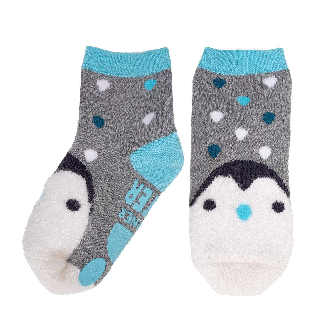 Chaussettes basses antidérapantes Enfant Pingouin Gris chiné 1/4 ans