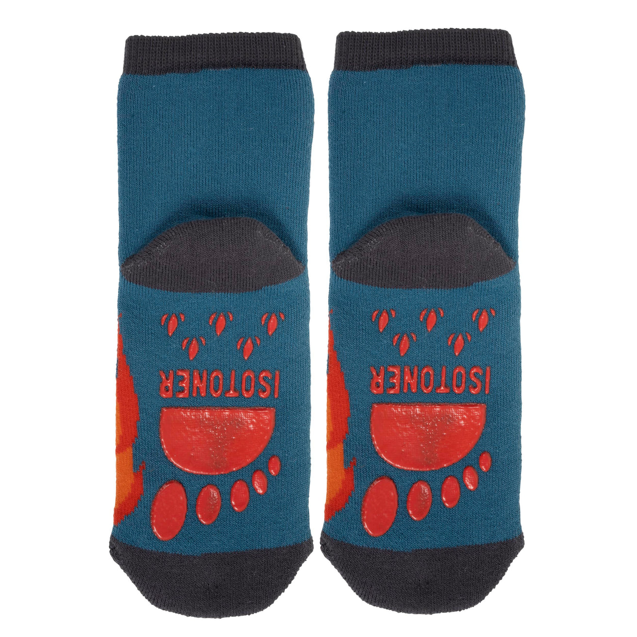 Chaussettes basses antidérapantes Garçon Pompier Bleu canard 1/4 ans