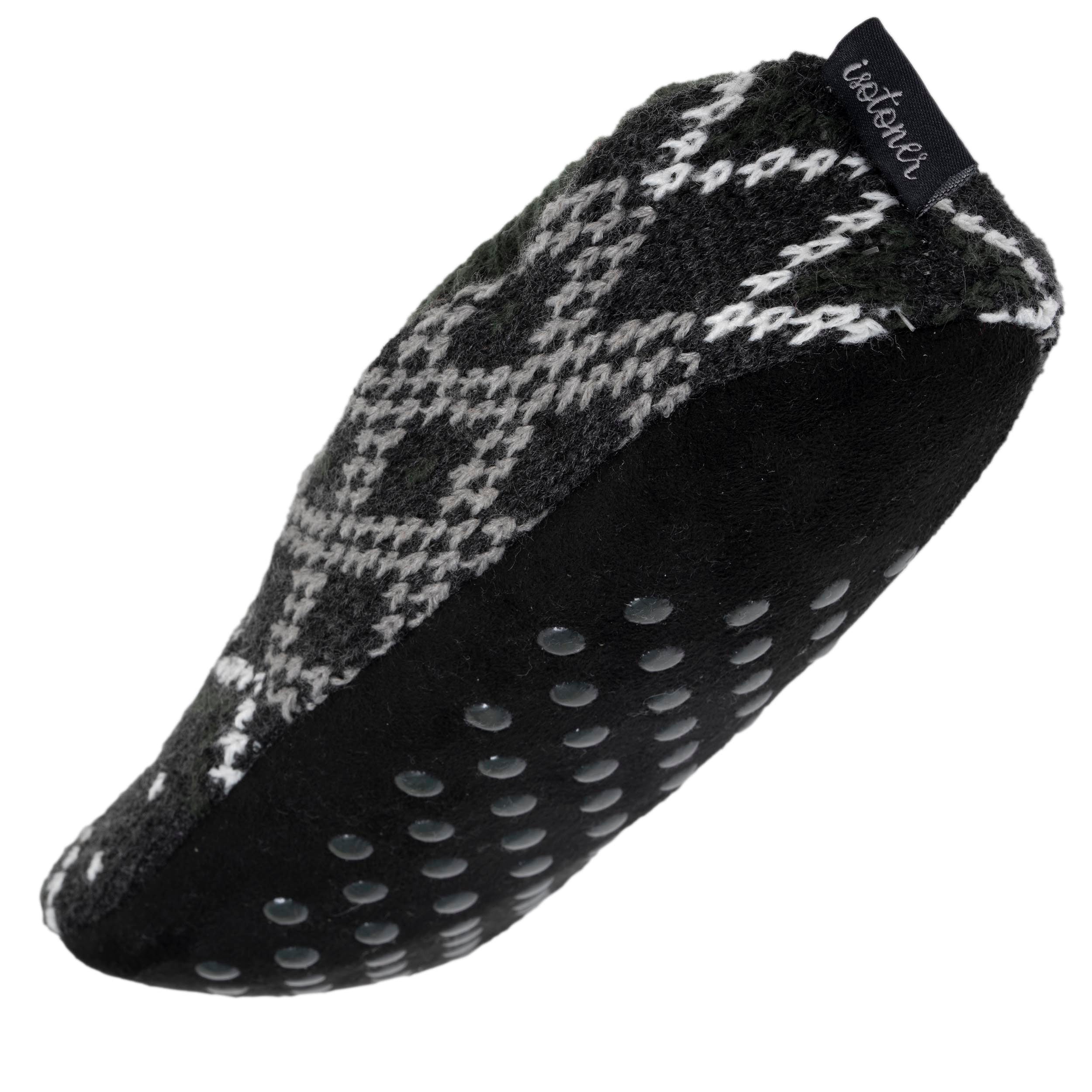 Chaussettes D'intérieur Homme Isotoner - Fourrées Sherpa Doux Avec Picots Antidérapants - Motif Renne De Noël | Idéal Pour La Maison Et Les Fêtes