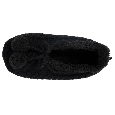 Chaussettes-chaussons fourrées Femme Pompons Noir - Isotoner