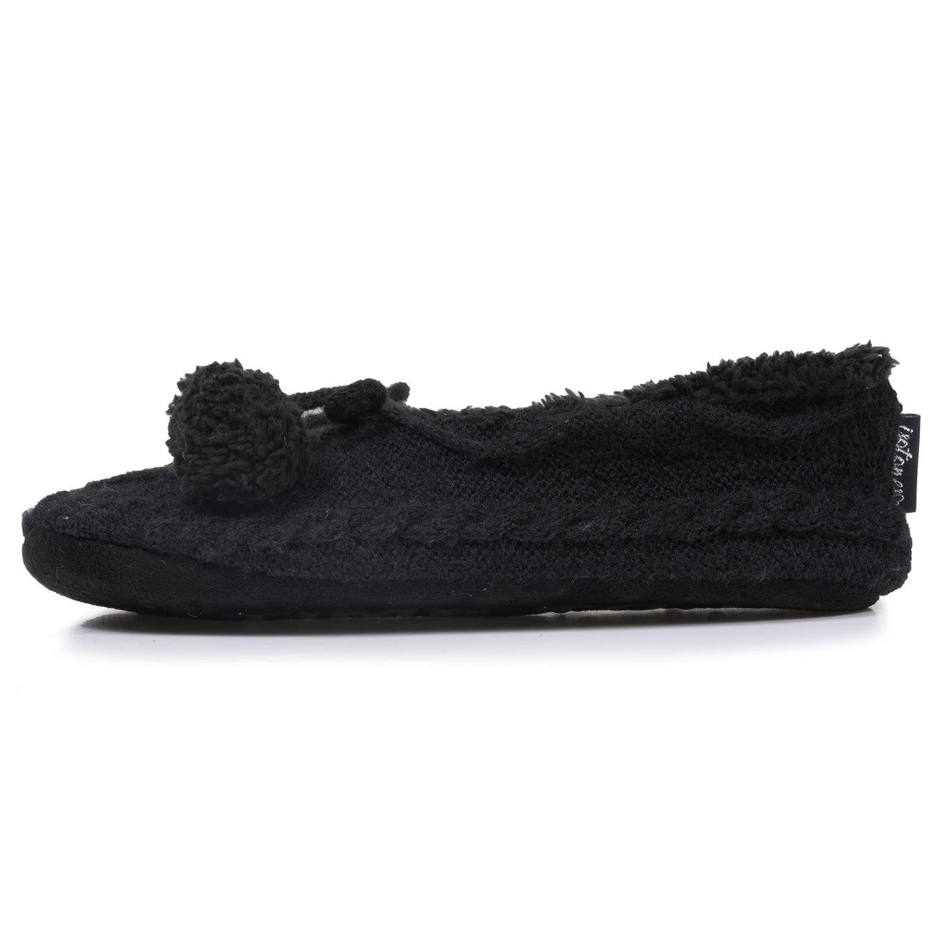 Chaussettes-chaussons fourrées Femme Pompons Noir