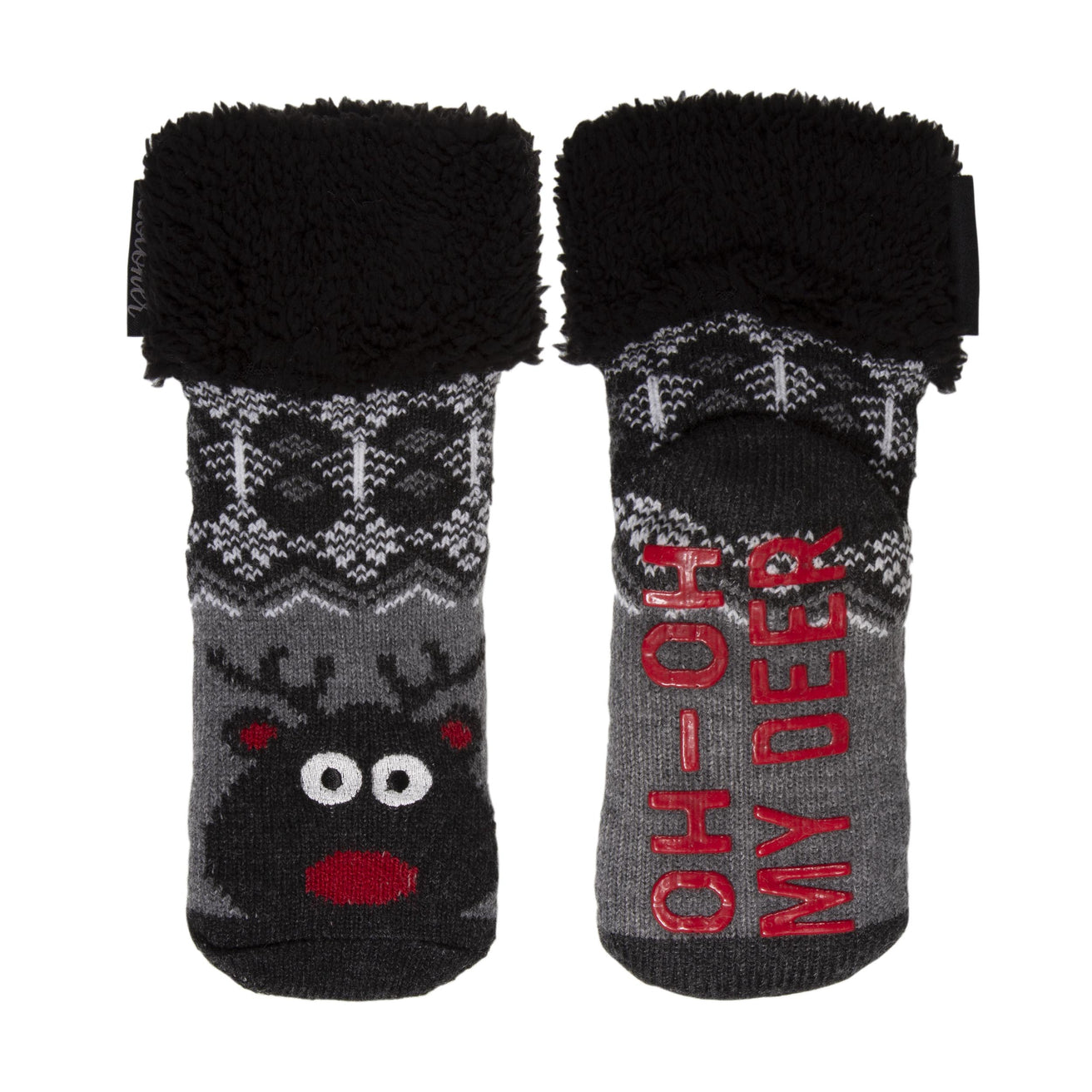 Chaussettes fourrées Enfant Ours Noël Gris 1/8 ans