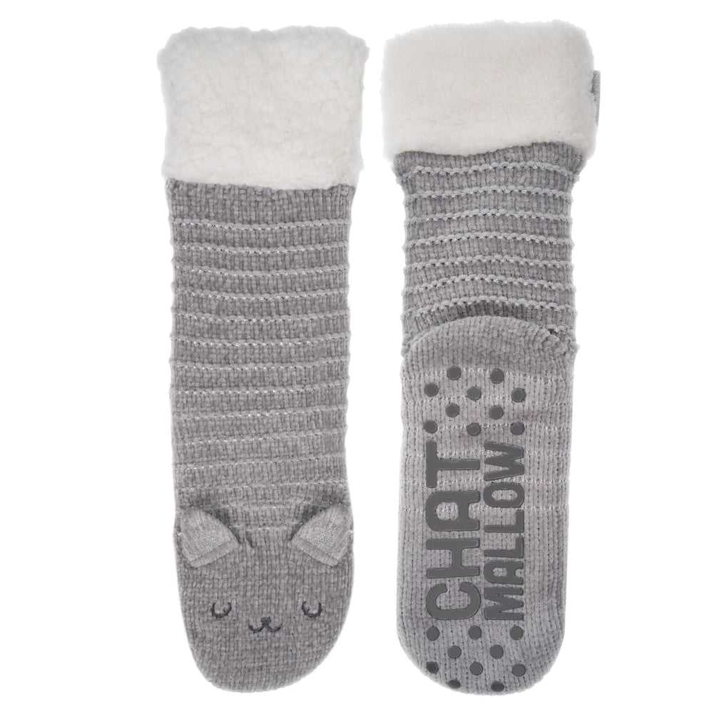 Chaussettes fourrées Femme Chat Gris - Isotoner