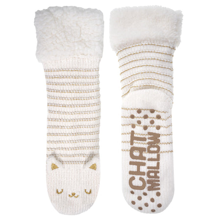 Chaussettes fourrées Femme Chat Ivoire - Isotoner