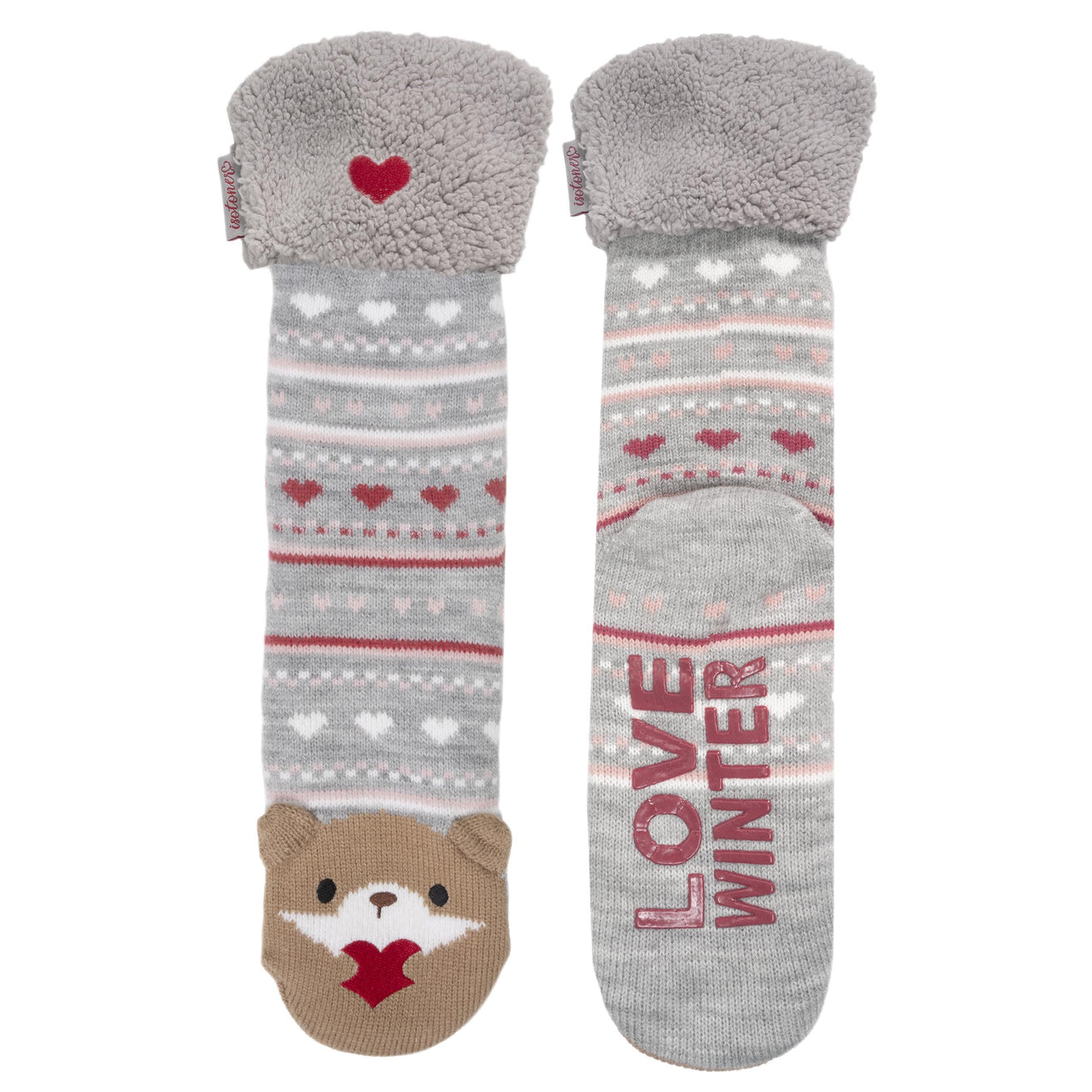 Chaussettes fourrées Femme Loutre Jacquard gris