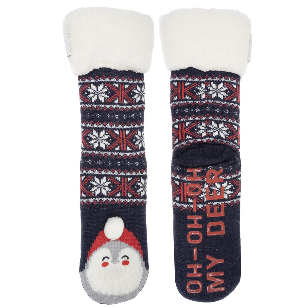 Chaussettes fourrées Femme Noël Pingouin Marine - Isotoner