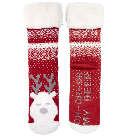Chaussettes fourrées Femme Noël Rouge - Isotoner