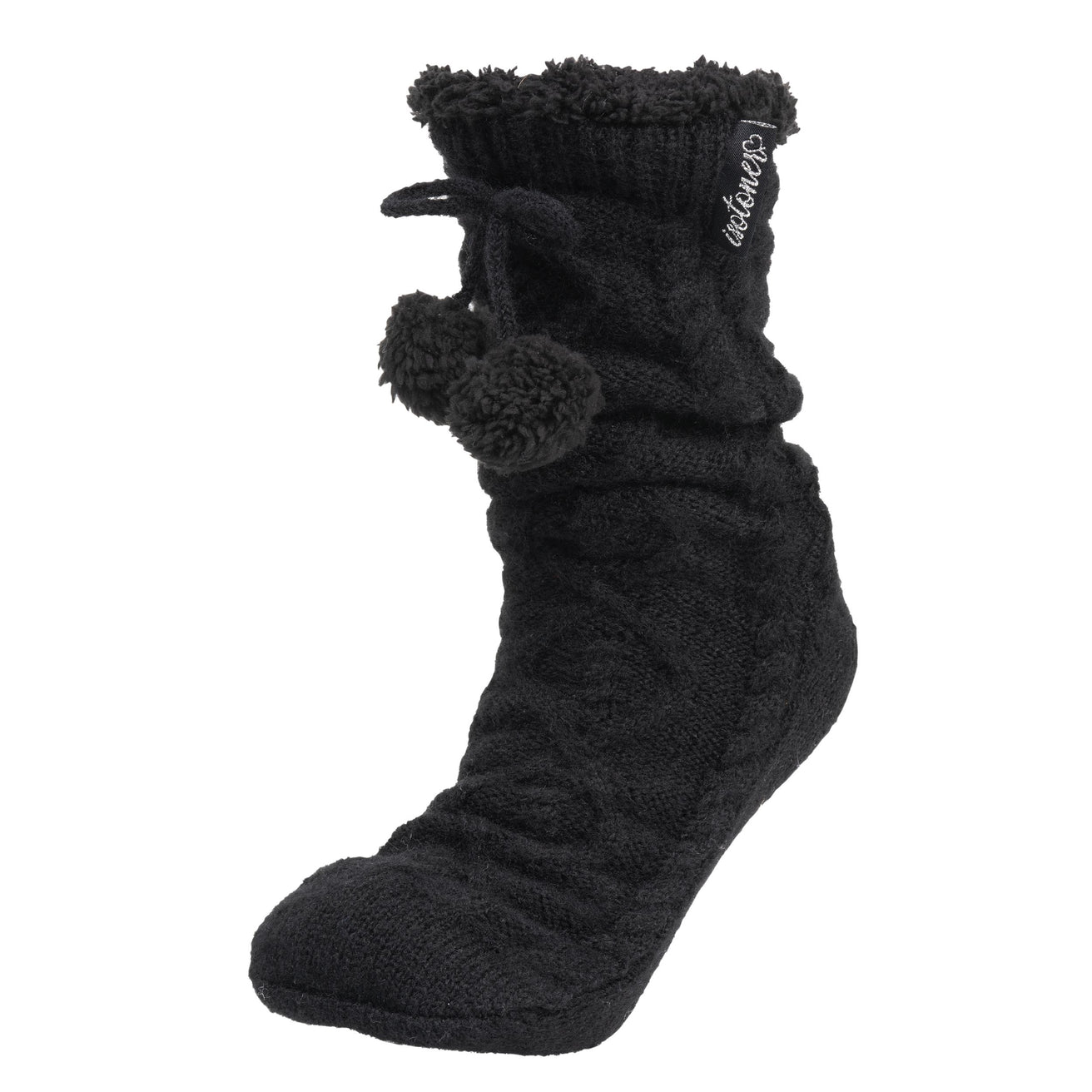 Chaussettes fourrées Femme Pompons Noir