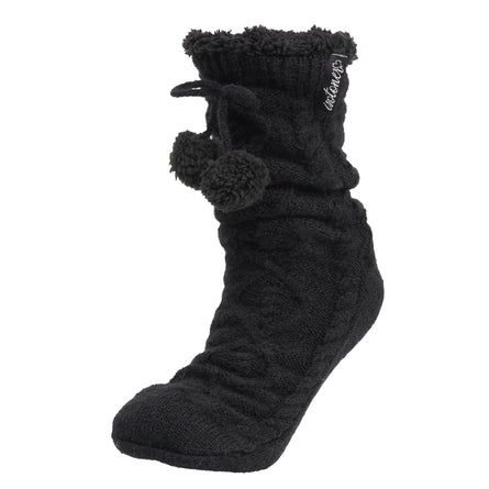 Chaussettes fourrées Femme Pompons Noir - Isotoner