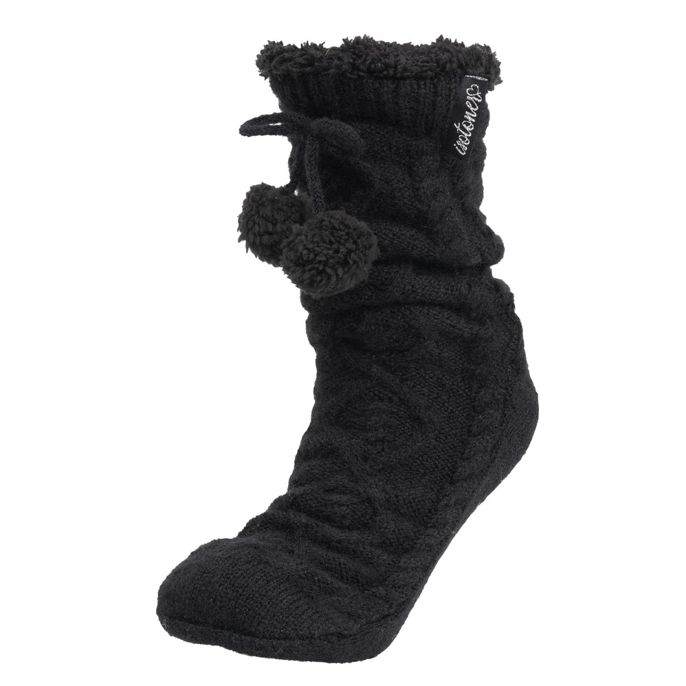 Chaussettes fourrées Femme Pompons Noir - Isotoner
