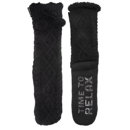 Chaussettes fourrées Femme Pompons Noir - Isotoner