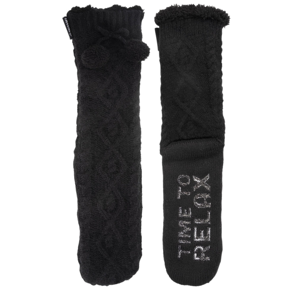 Chaussettes fourrées Femme Pompons Noir - Isotoner