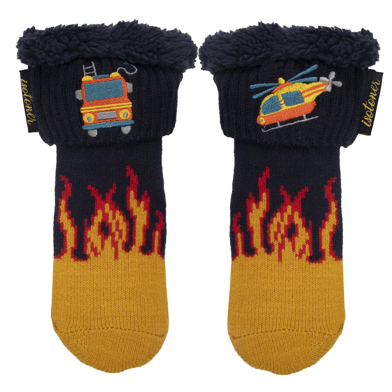 Chaussettes fourrées Garçon Pompier Bleu canard