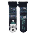 Chaussettes fourrées Homme Noël Chien Marine