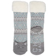 Chaussettes fourrées Femme jacquard chat gris