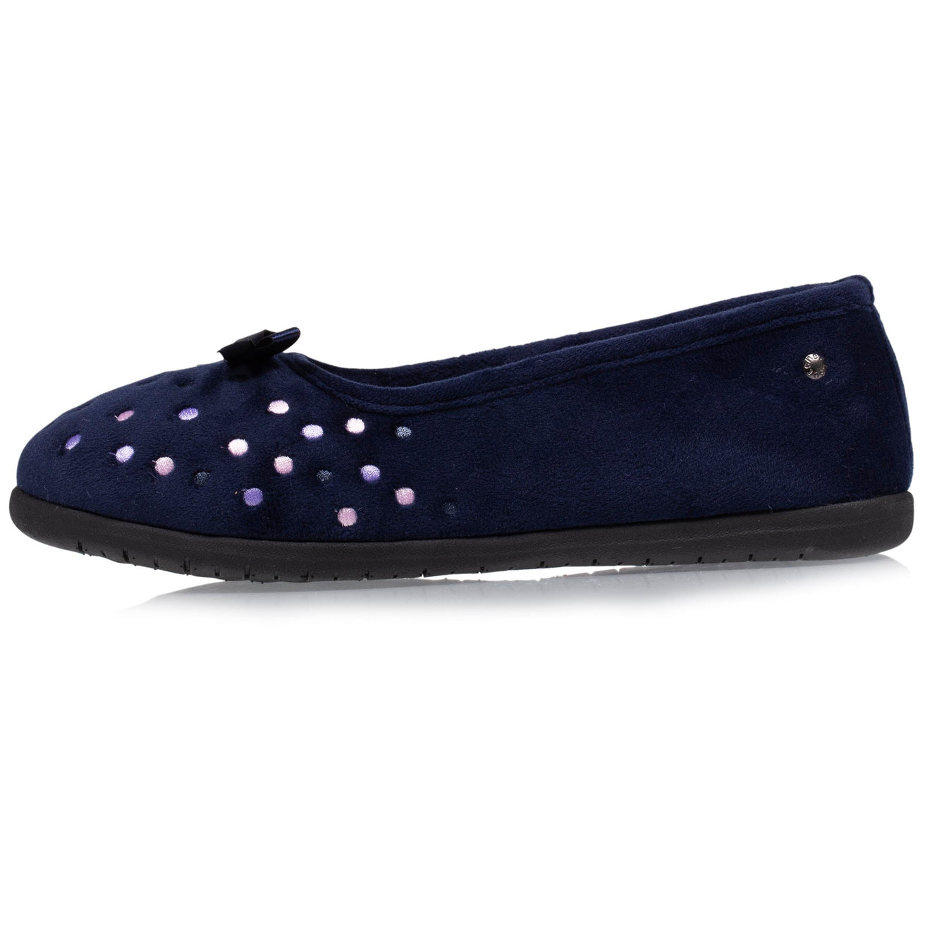 Chaussons ballerines Femme Pois brodés Marine