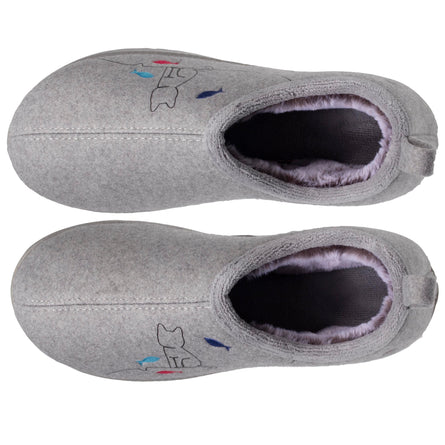 Chaussons bottillons Femme Gris fantaisie chat - Isotoner
