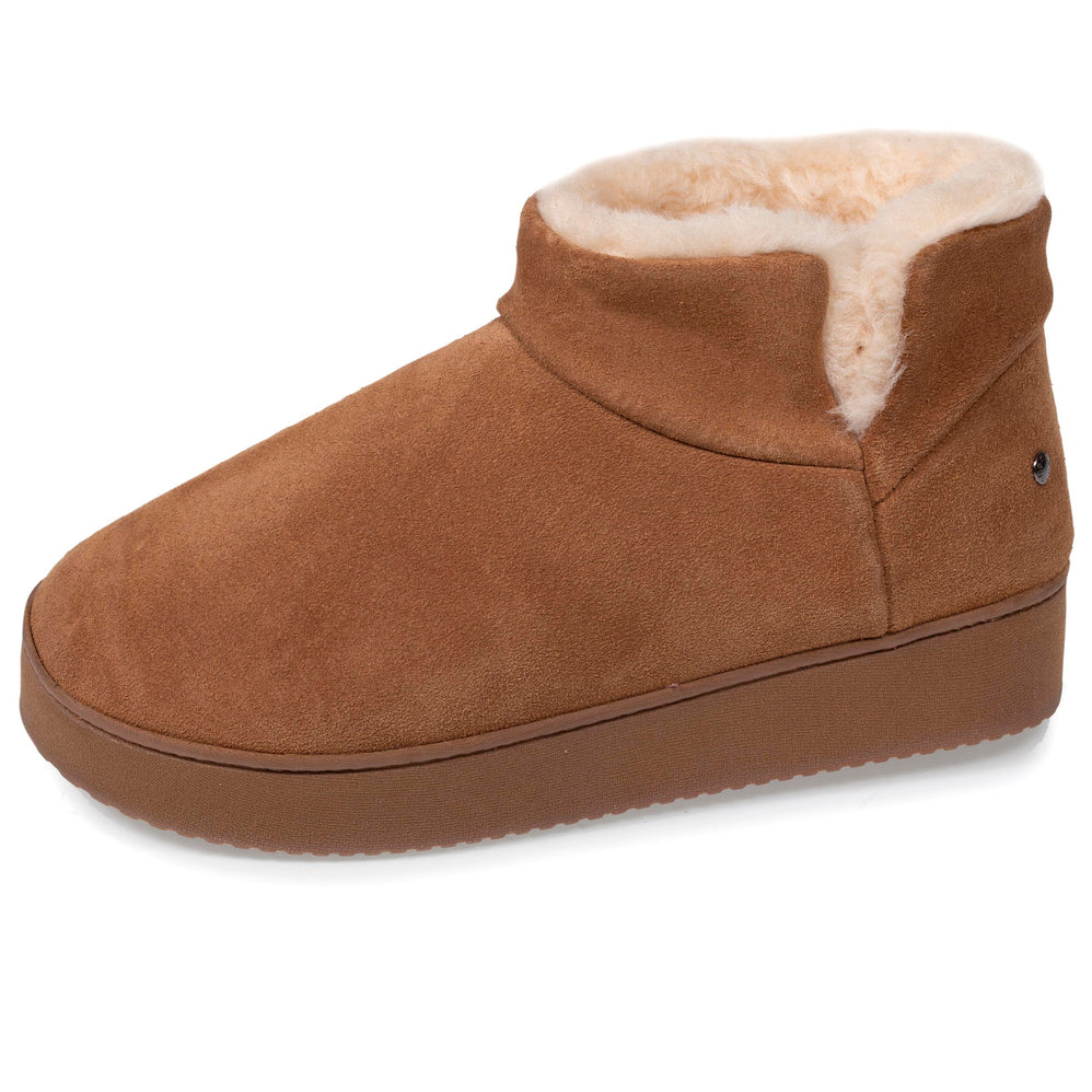 Chaussons bottillons cuir Femme Camel - Isotoner