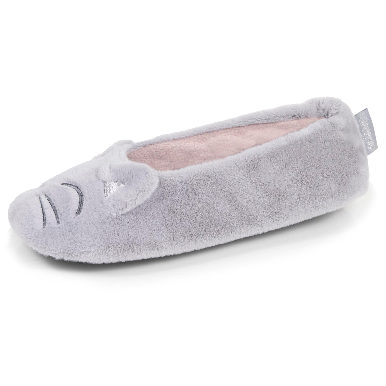 Chaussons Ballerines Femme 3D fourrure Gris