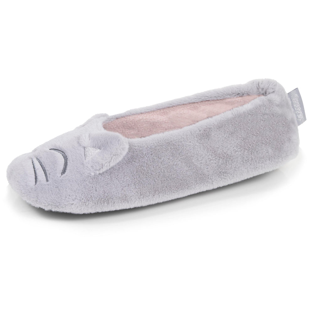 Chaussons Ballerines Femme 3D fourrure Gris - Isotoner