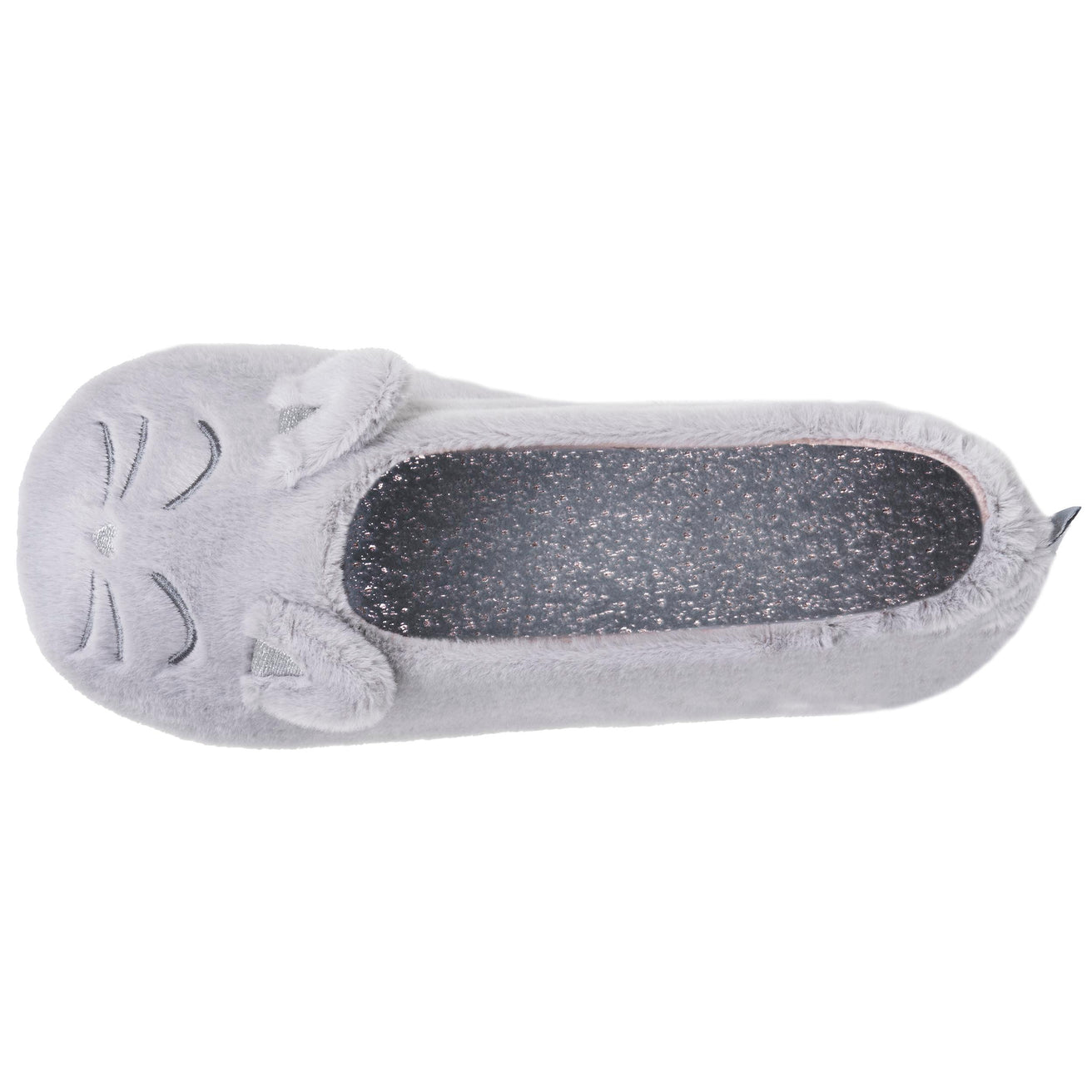 Chaussons Ballerines Femme 3D fourrure Gris
