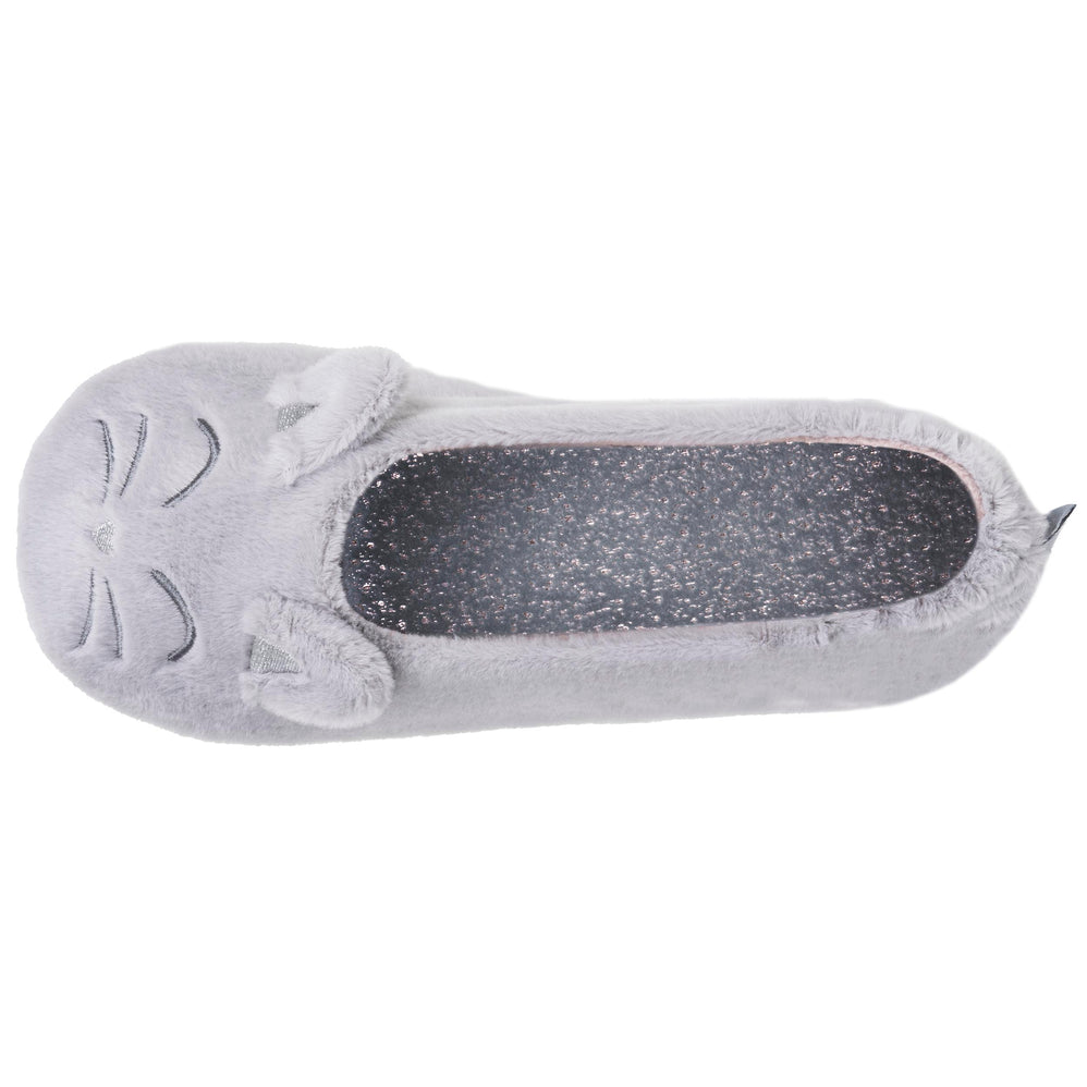 Chaussons Ballerines Femme 3D fourrure Gris - Isotoner