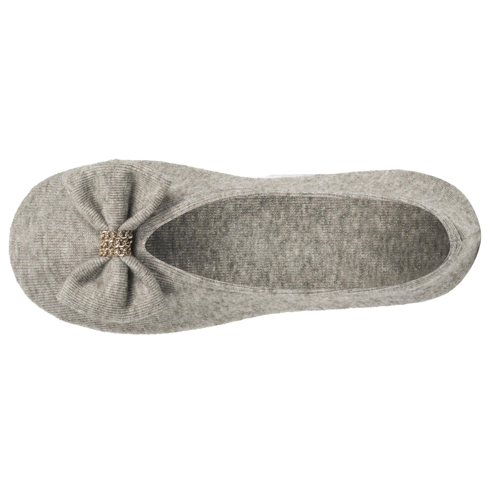 Chaussons Ballerines Femme Grand Nœud Kaki - Isotoner