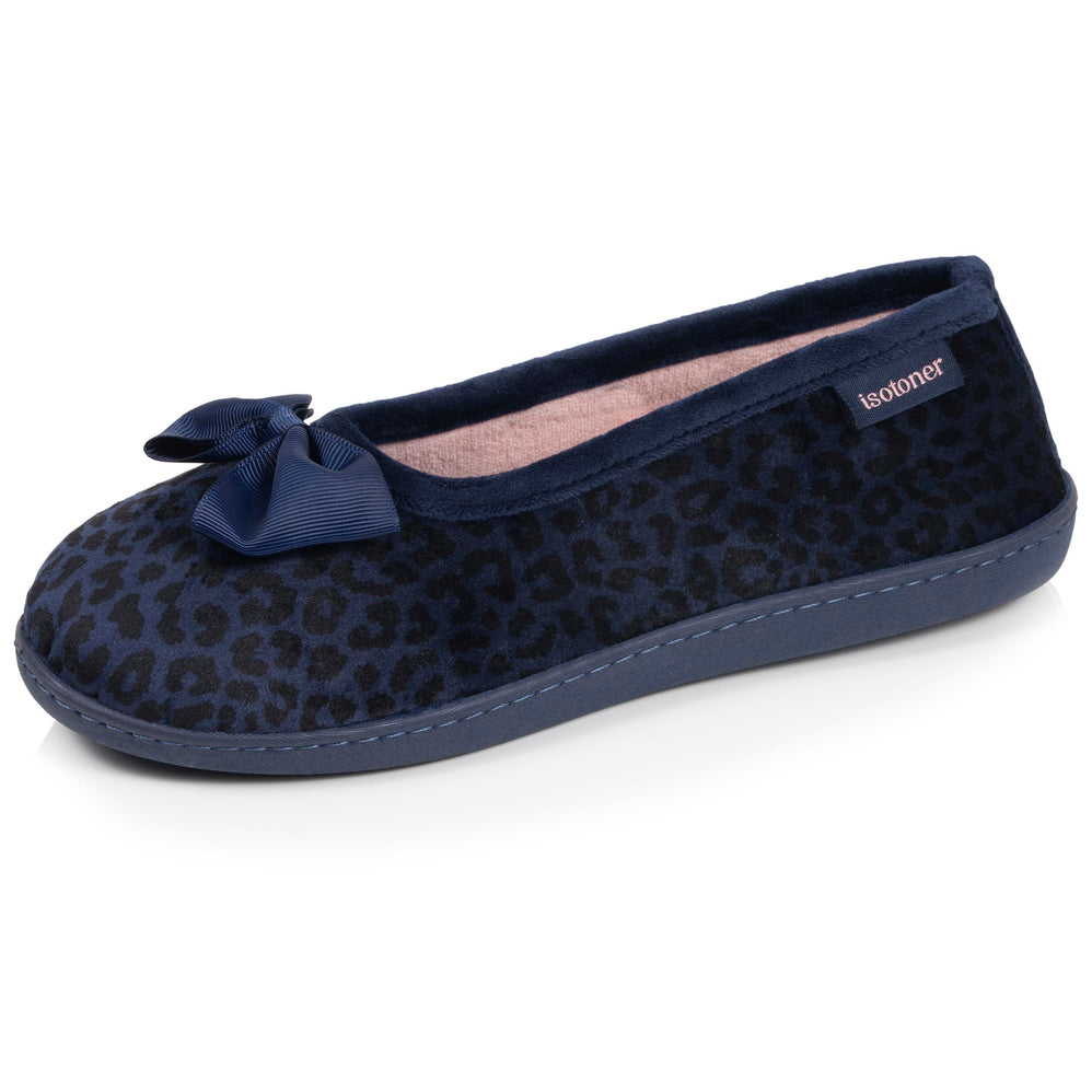 Chaussons Ballerines Femme Léopard Marine - Isotoner