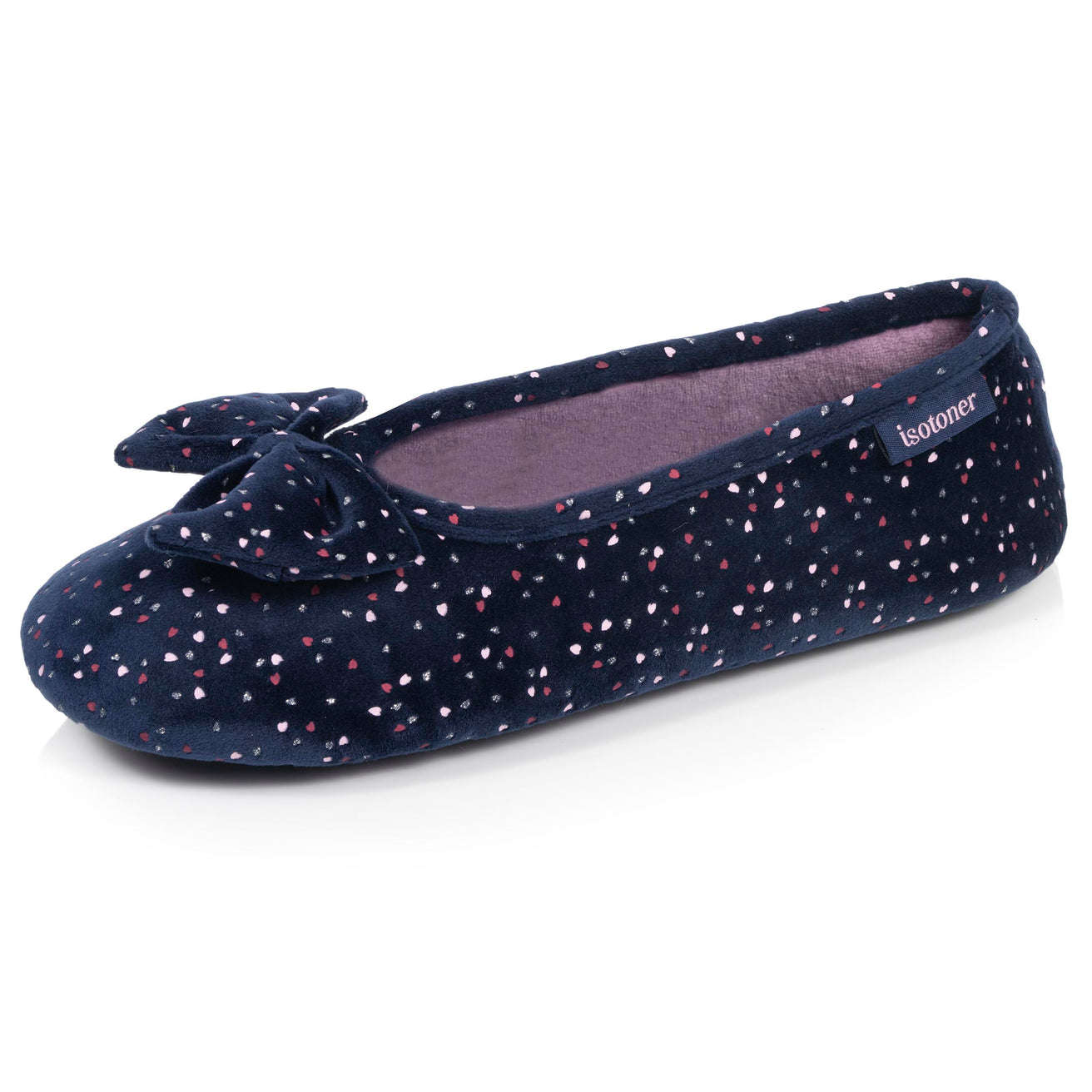 Chaussons Ballerines Femme Marine pois