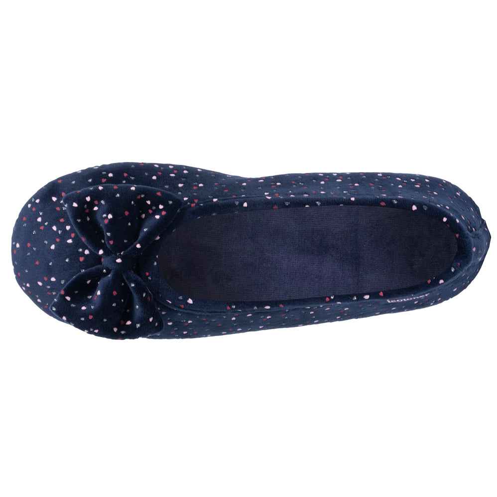 Chaussons Ballerines Femme Marine pois - Isotoner