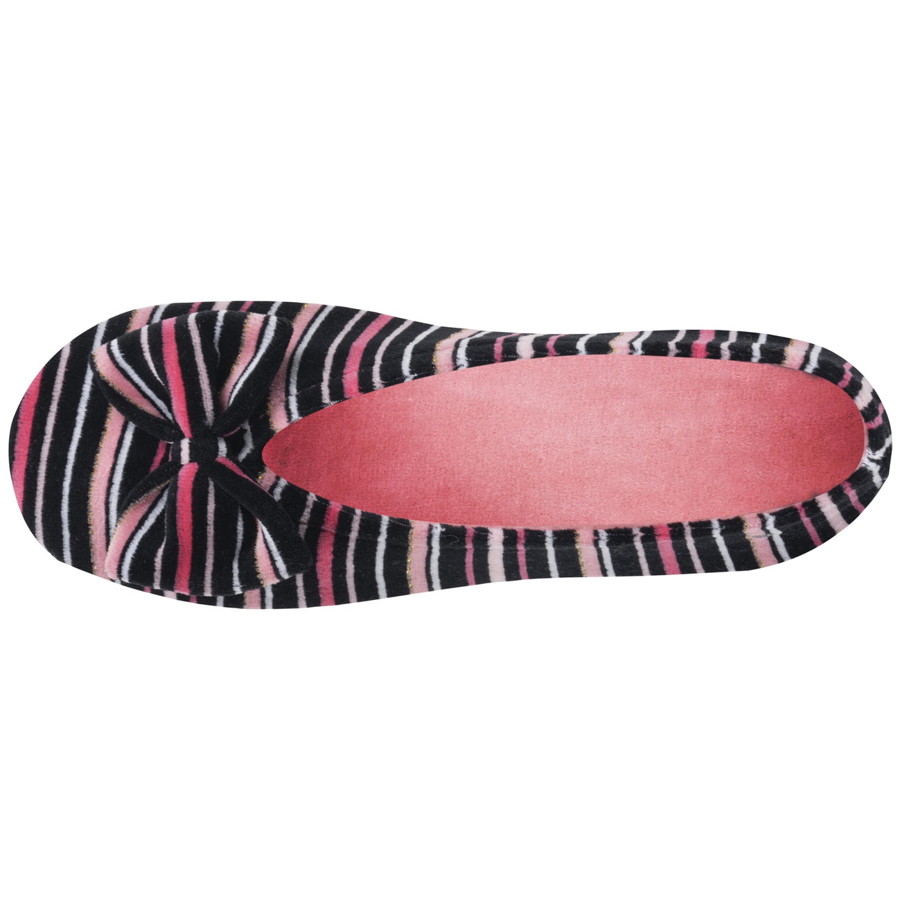 Chaussons ballerines Femme Grand Nœud Rayures rose