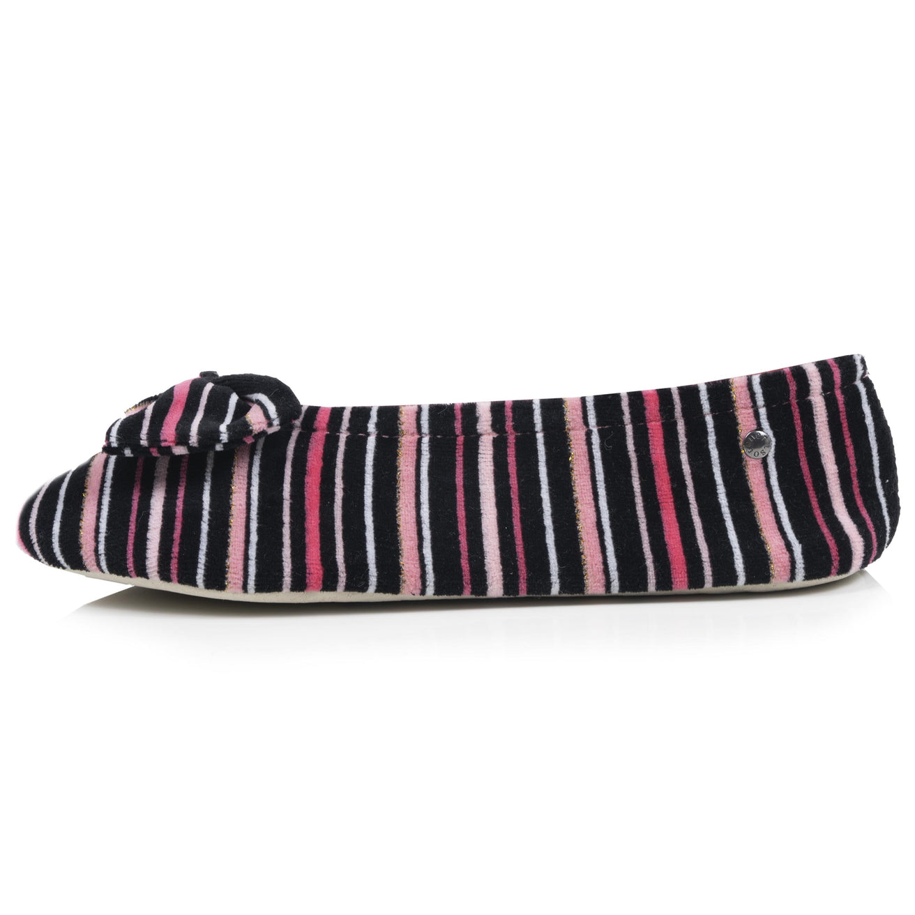 Chaussons ballerines Femme Grand Nœud Rayures rose