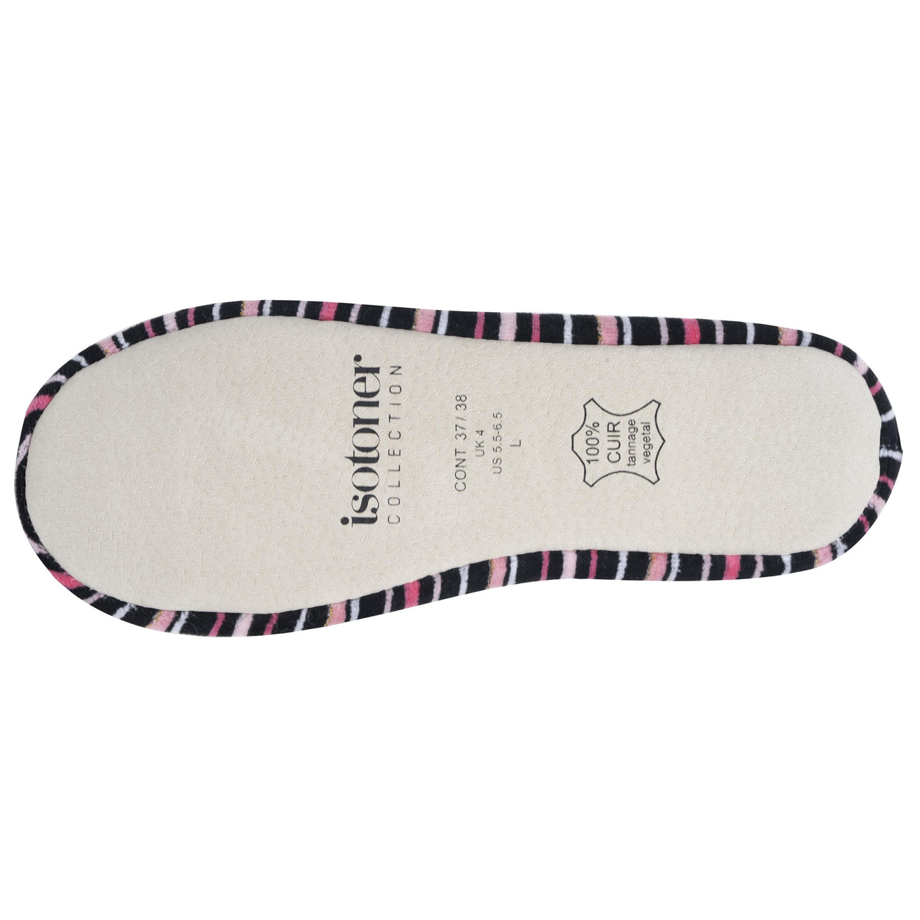 Chaussons ballerines Femme Grand Nœud Rayures rose