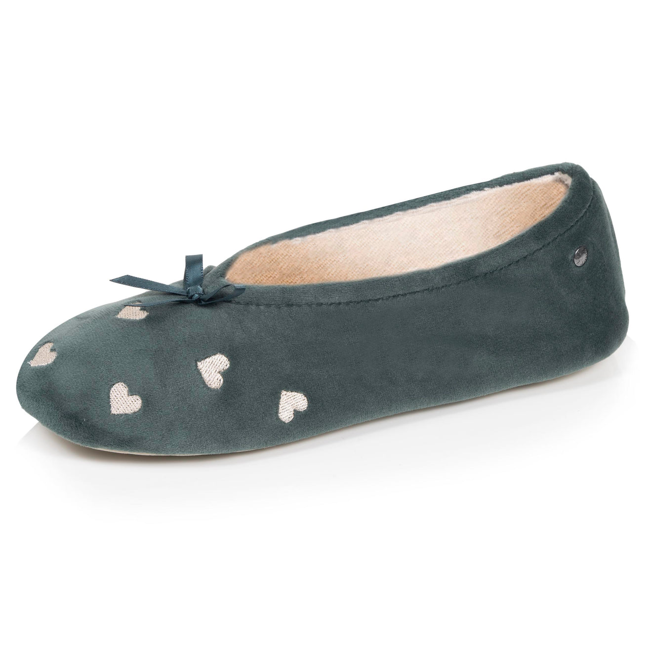Chaussons Ballerines Femme Grand Nœud Sauge