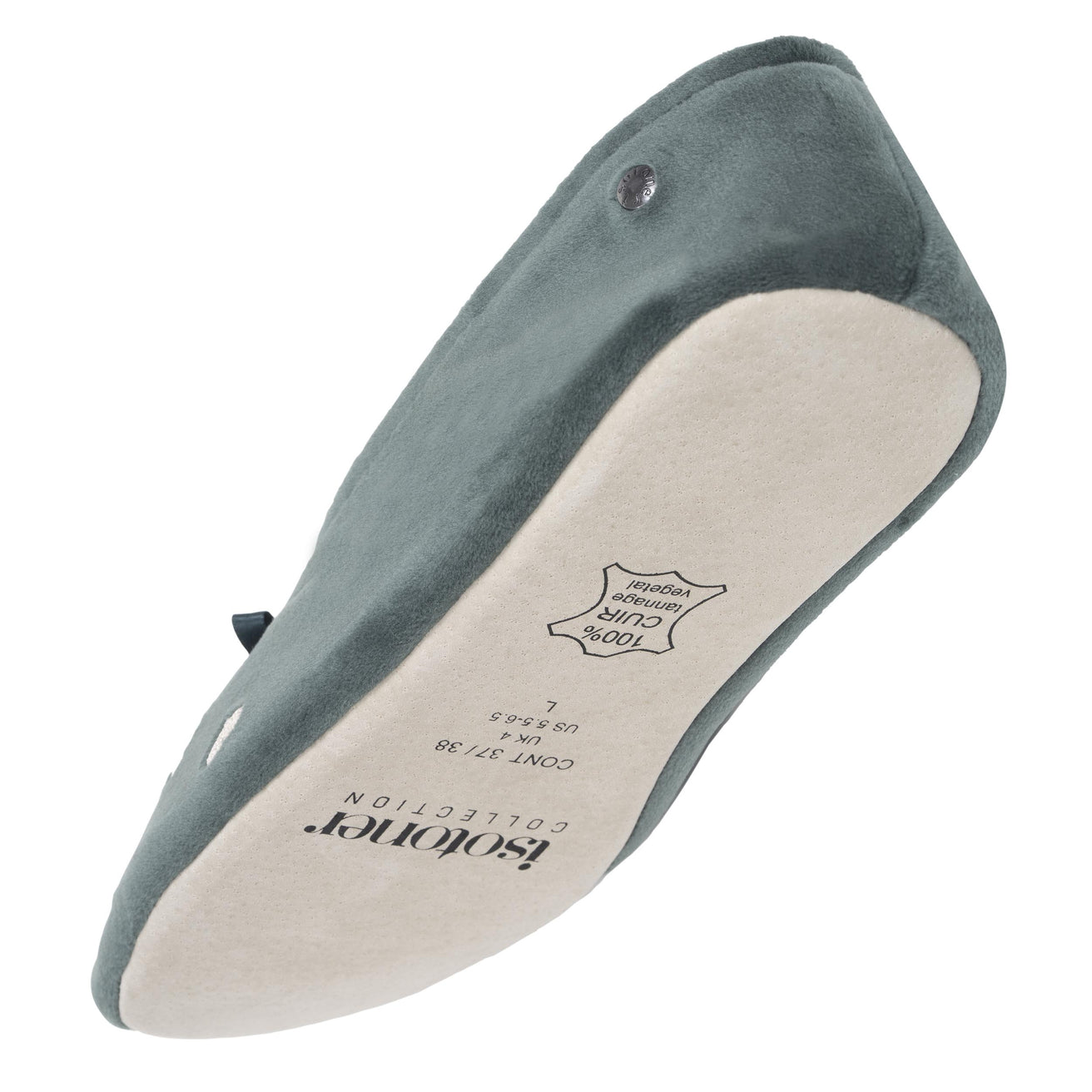 Chaussons Ballerines Femme Grand Nœud Sauge