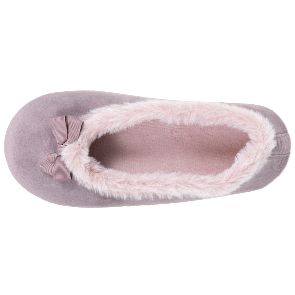 Chaussons Ballerines Femme microvelours Taupe - Isotoner