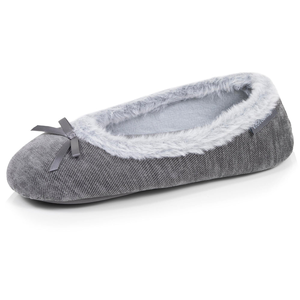 Chaussons Ballerines Femme pailleté Gris foncé - Isotoner