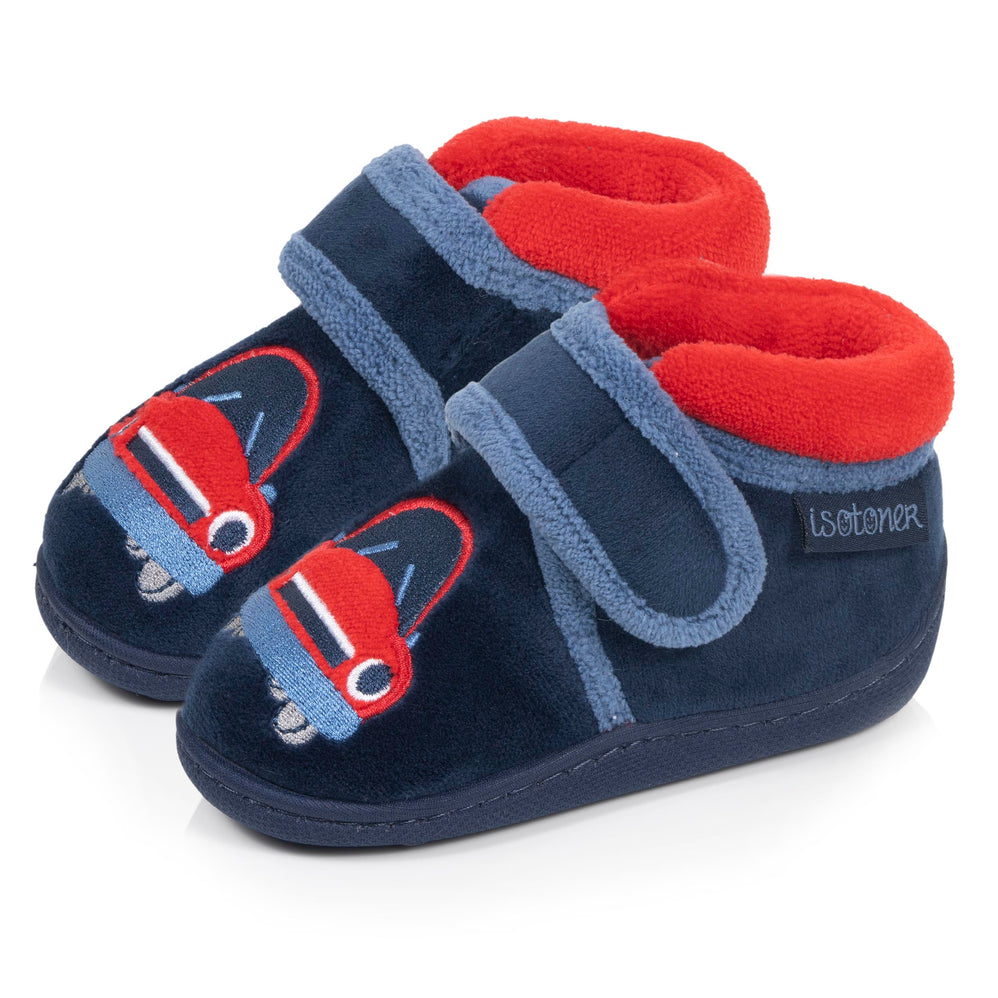 Chaussons Bottillons scratch Bébé Marine - Isotoner