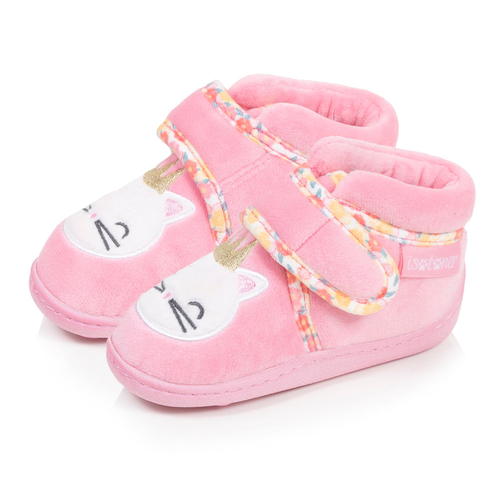 Chaussons Bottillons scratch Bébé Rose - Isotoner