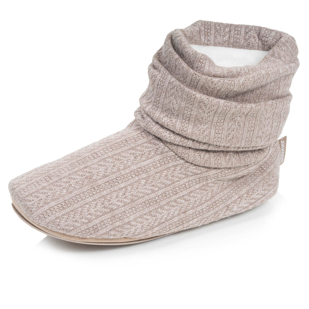 Chaussons Bottillons Tricot Femme Beige chiné - Isotoner