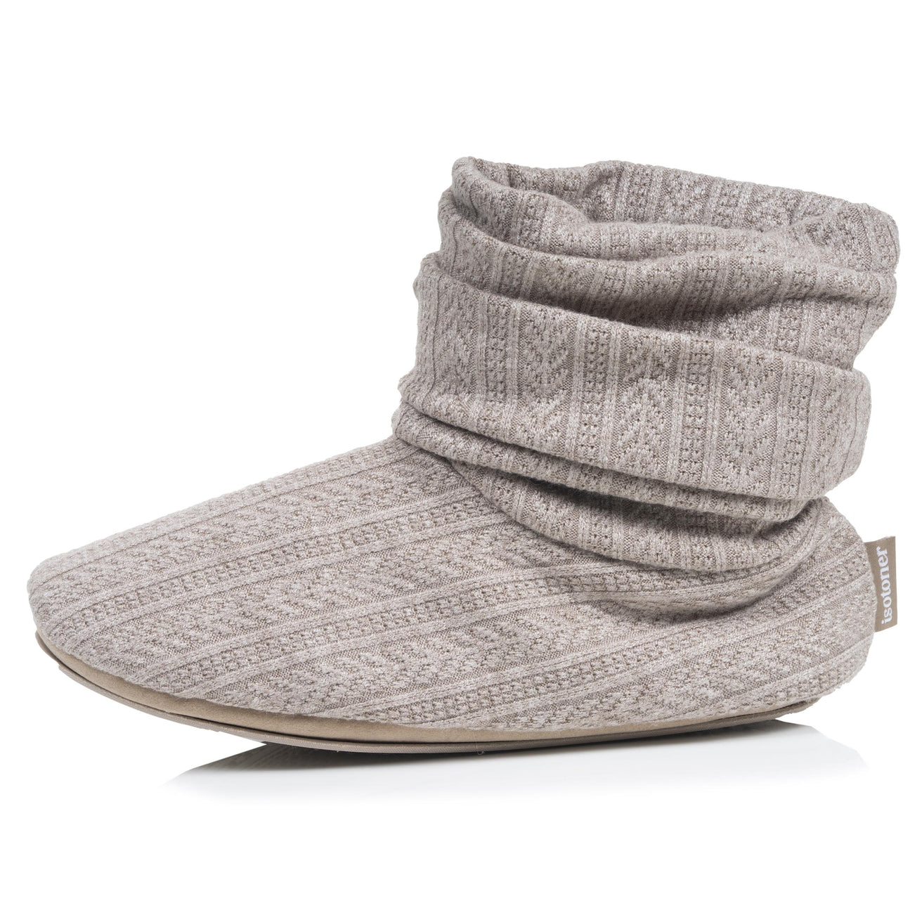 Chaussons Bottillons Tricot Femme Beige chiné