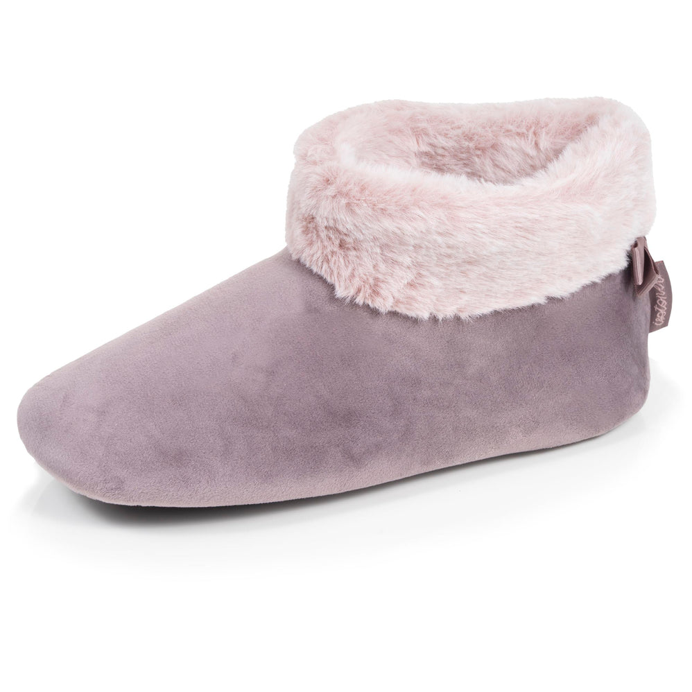 Chaussons Bottillons Femme microvelours Taupe - Isotoner