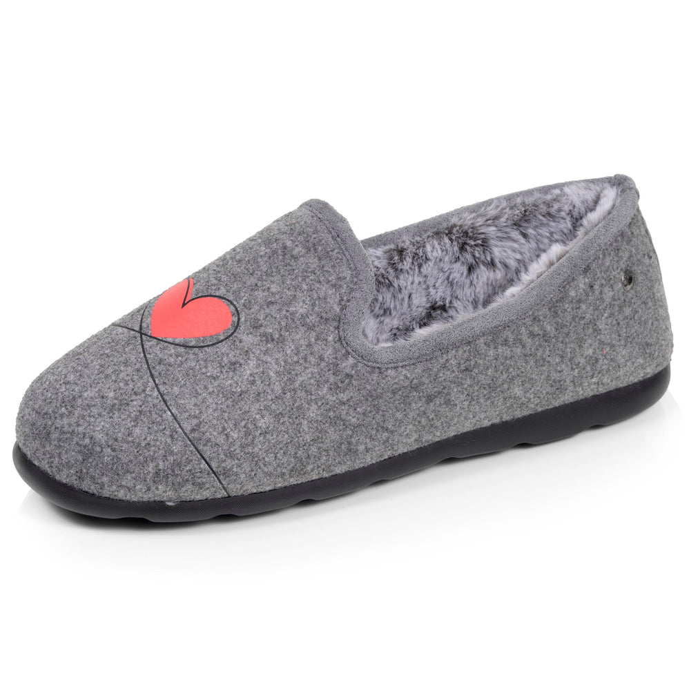 Chaussons Charentaises Femme Gris/Rouge - Isotoner