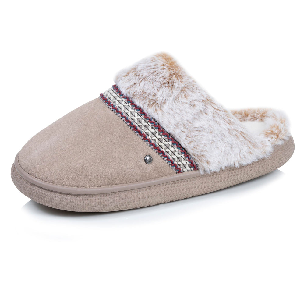 Chaussons Mules Femme BLOUP Beige liseré - Isotoner