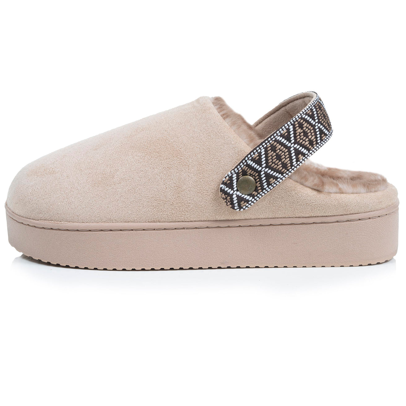 Chaussons Mules plateforme Femme Beige