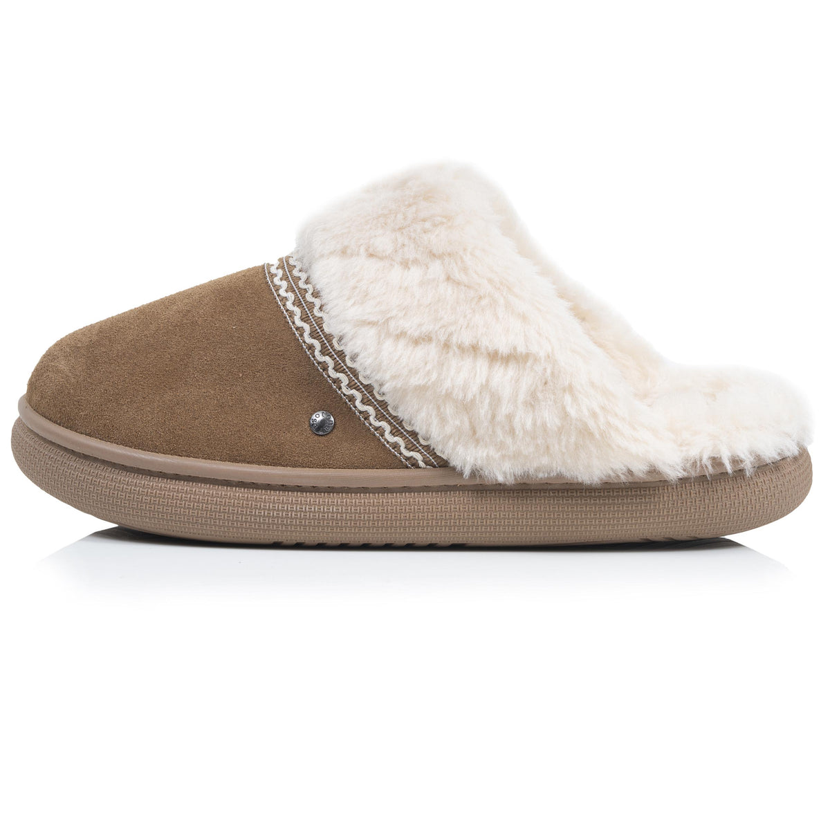 Chaussons Mules Femme BLOUP Camel liseré