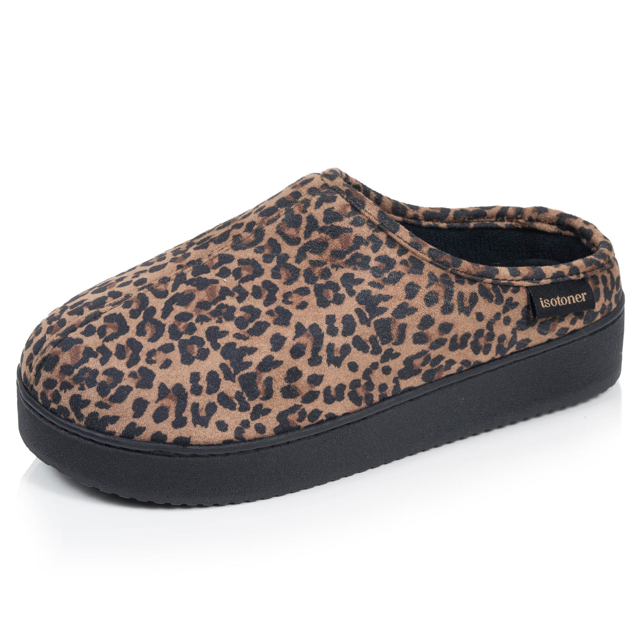 Chaussons Mules plateforme Femme Léopard foncé