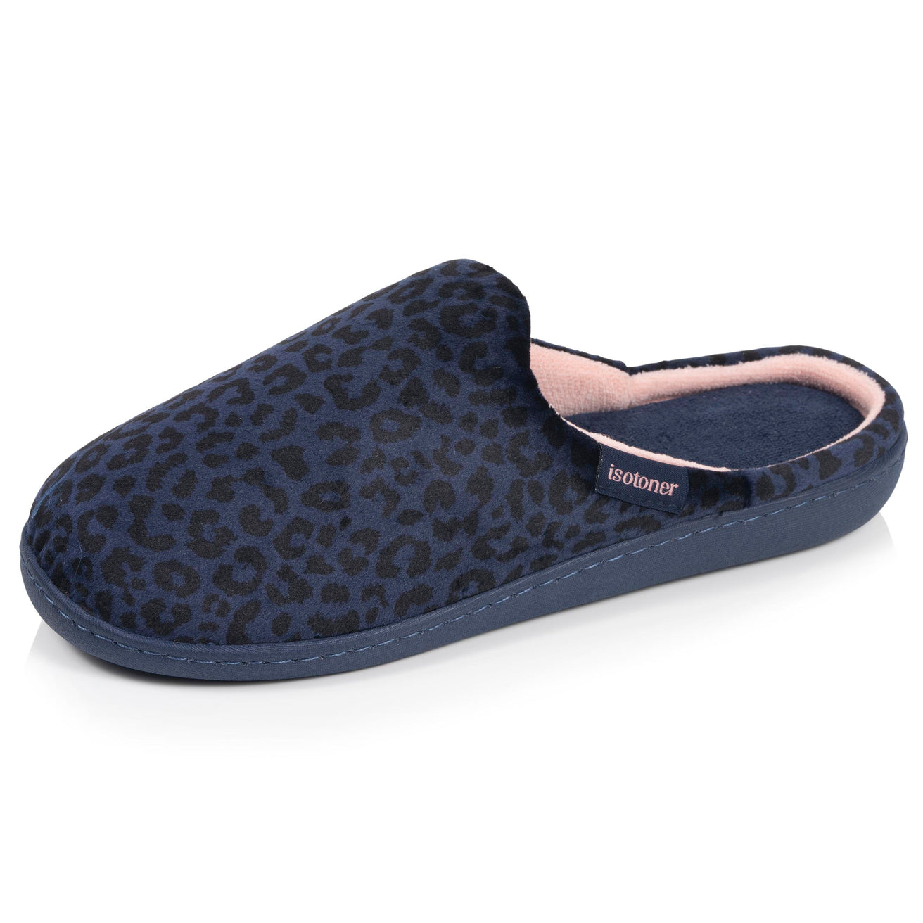Chaussons Mules Femme Léopard Marine